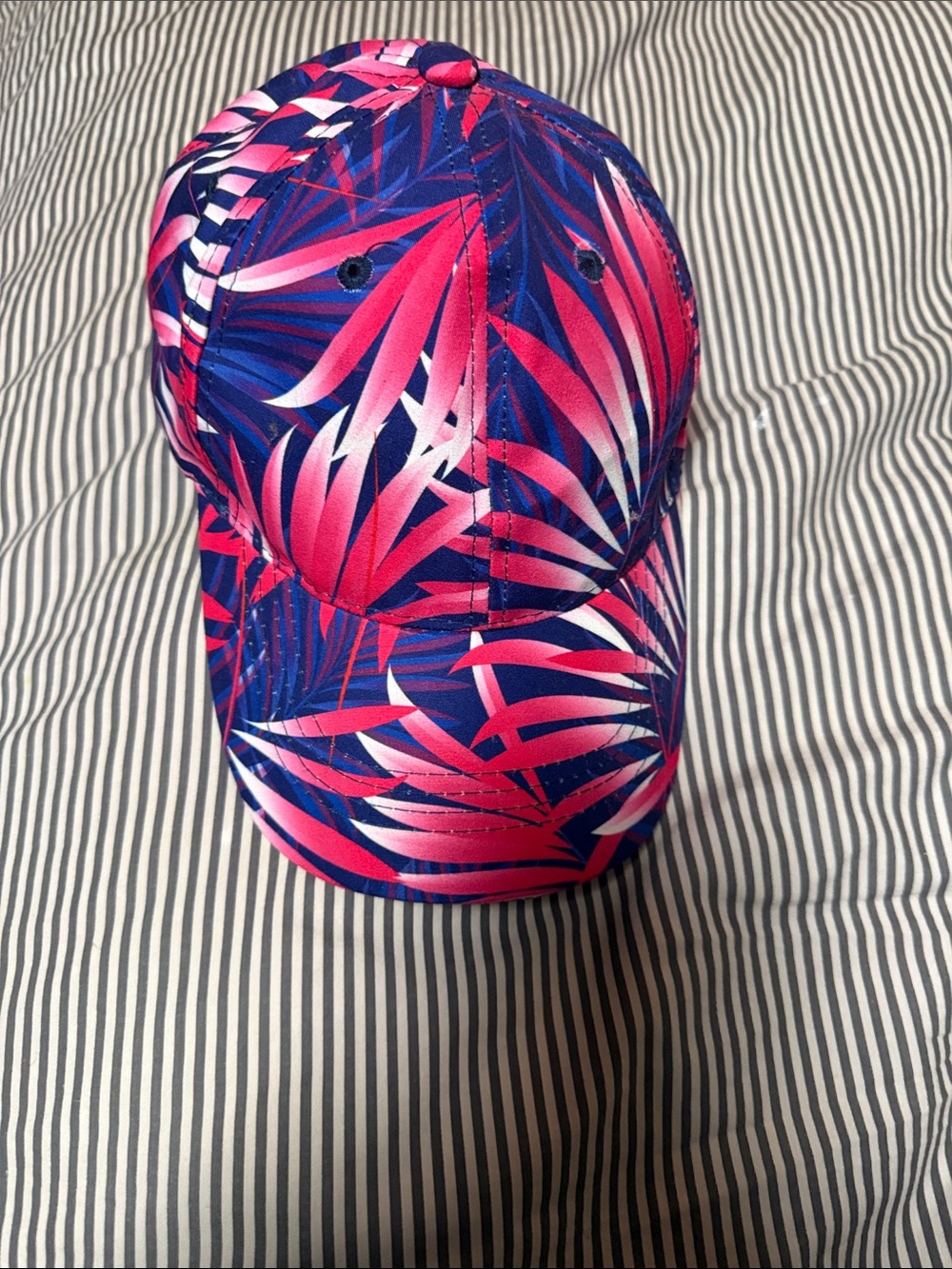 Tropical Leaf Print Women's Baseball Cap - Pink & Blue